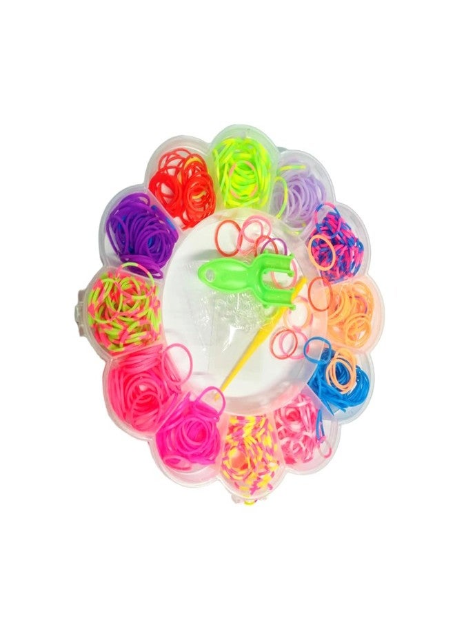 AmigozZ Flower Shape DIY Loom Band Kit with Colorful Rubber Bands Rainbow Color Rubber Loom Bands Refills Kit Set Storage Box for Kids Party DIY Crafting Bracelets Toys Gifts.(Multicolor) - Image 2